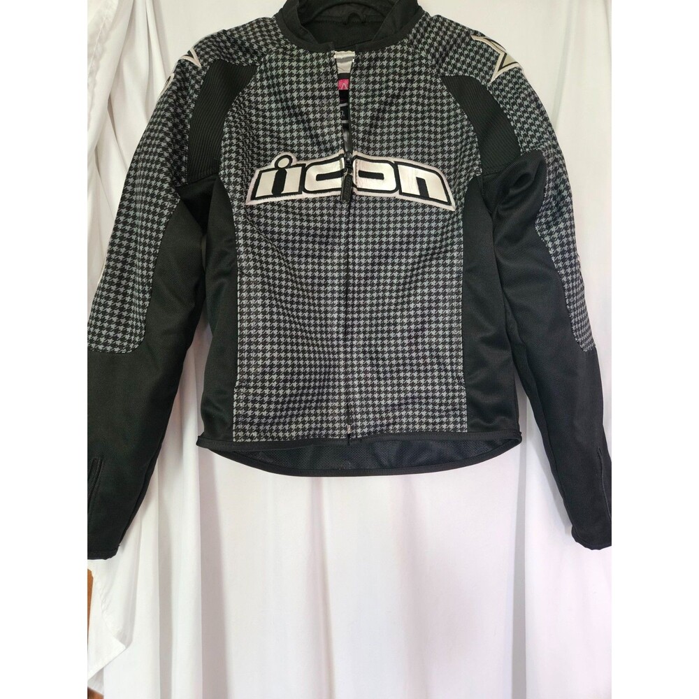 Icon Black Hooligan 2 Padded Motorcycle Womens Lined Jacket Sz Small Zip Racing